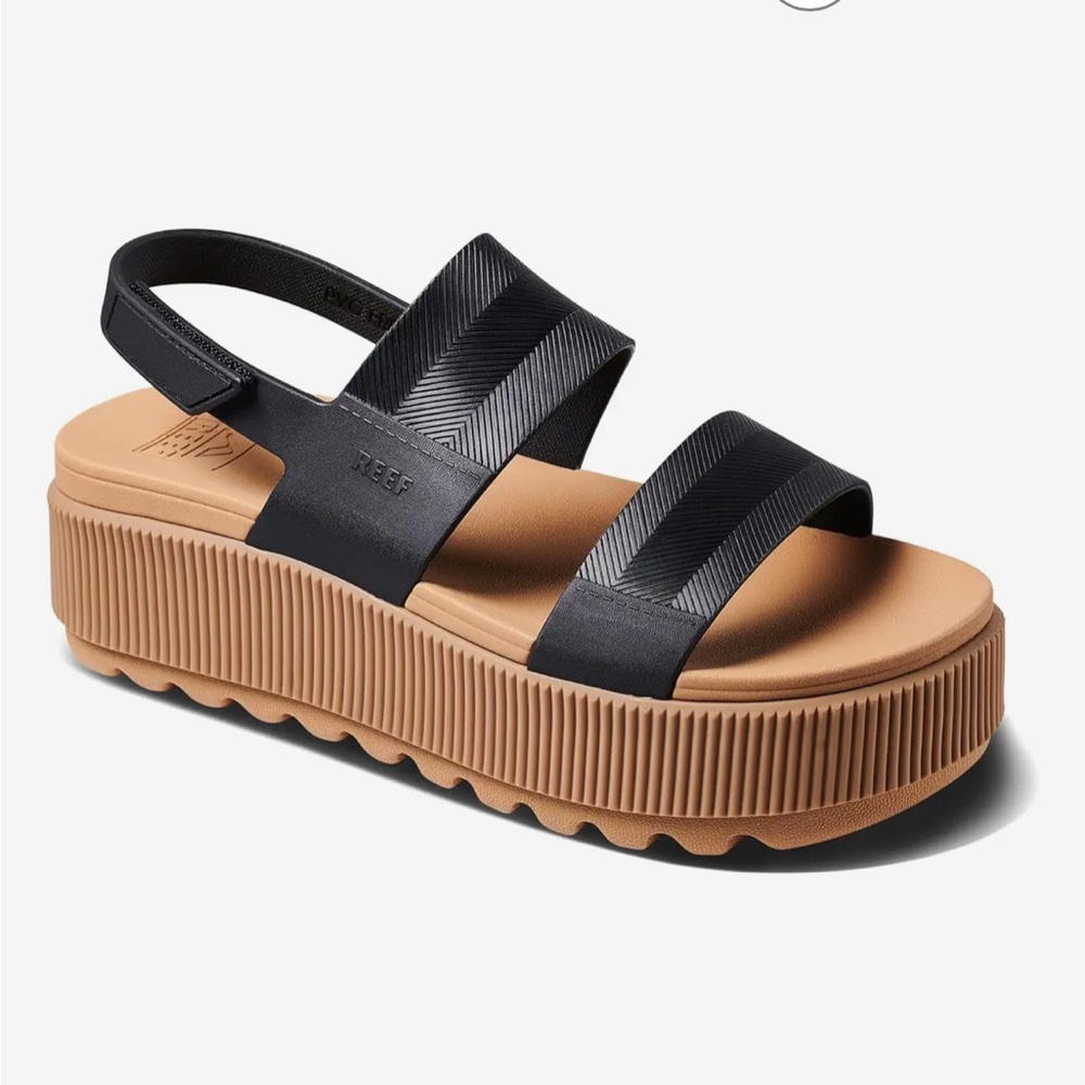 Reef Water Vista Higher platform Black and Tan Sandals